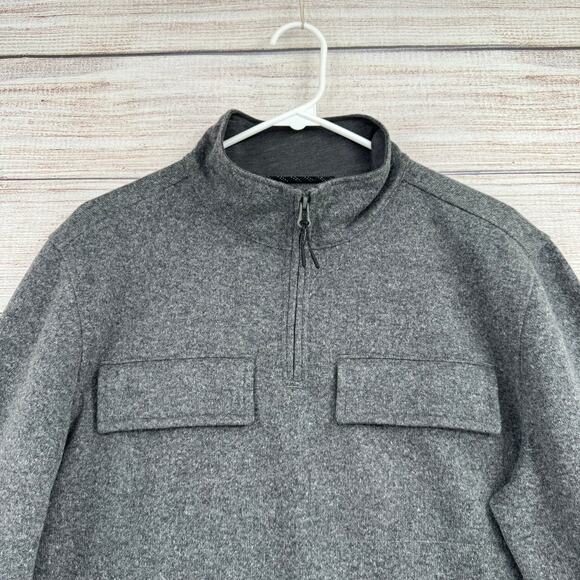 prAna Brookland 1/4 Zip Wool Sweater Mens Medium Gravel Gray 1/4 Zip - Picture 6 of 11